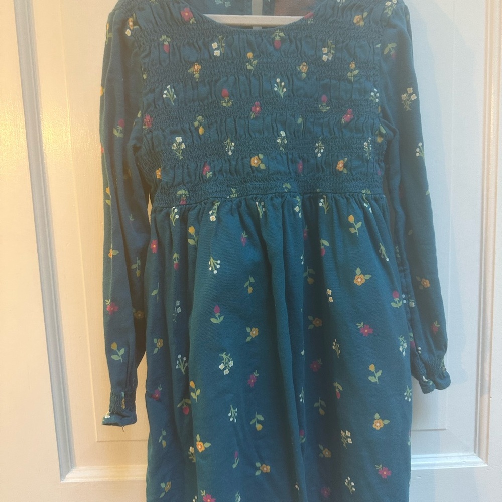 Girls Teal and floral dress, size 5T